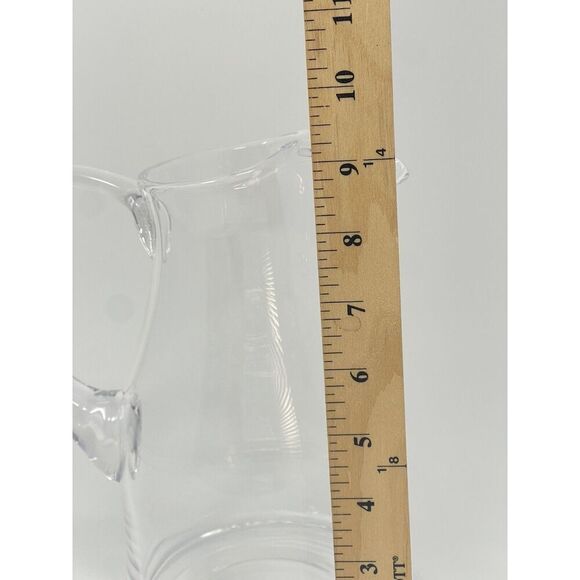 ROSENTHAL Germany Clear Crystal Signed 9" Pinch Lip Pitcher Handle Heavy Bottom - Picture 2 of 6